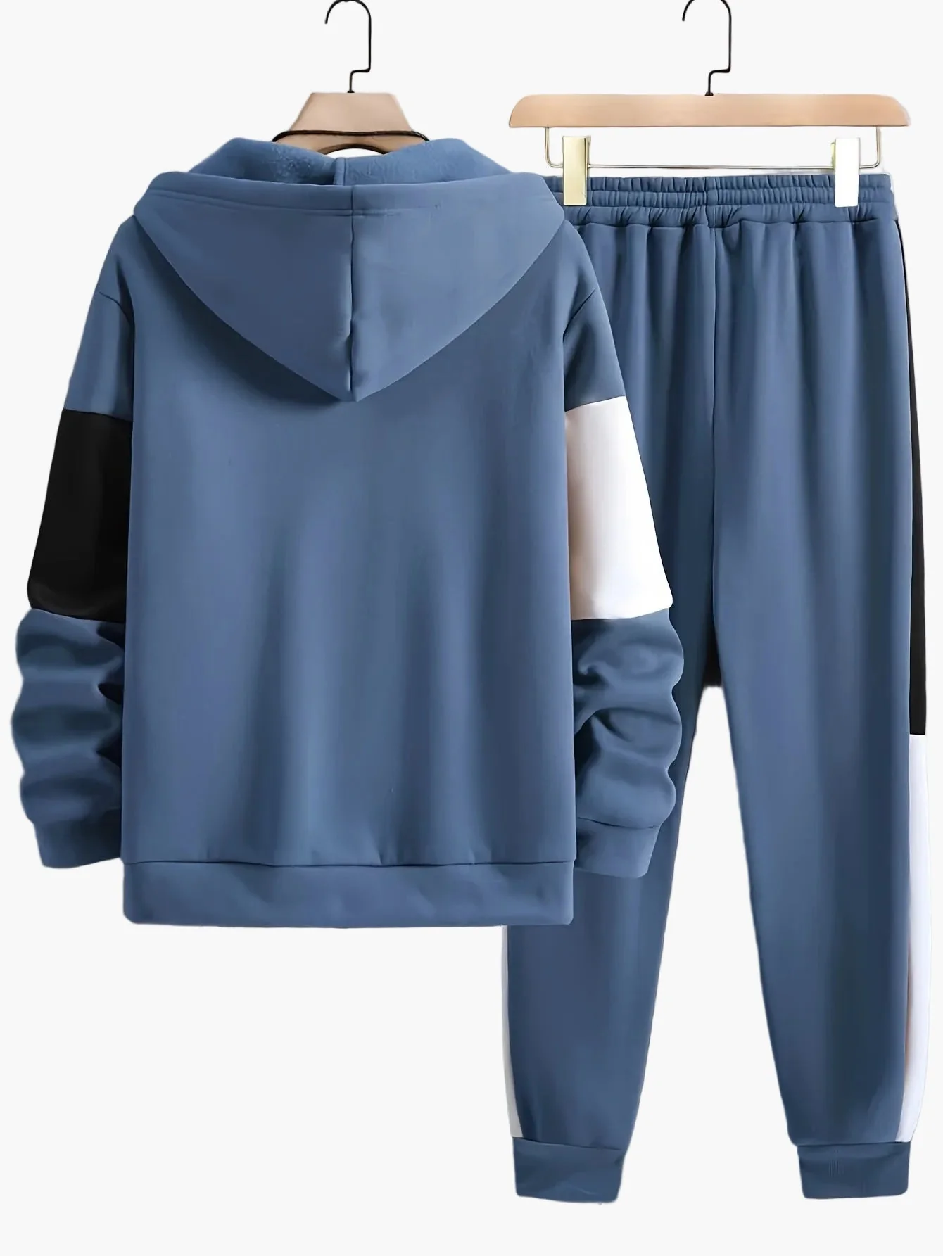 Herren Freizeit Trainingsanzug mit Kapuze – Sportlicher Patchwork-Look für Alltag und Fitness - Image 9