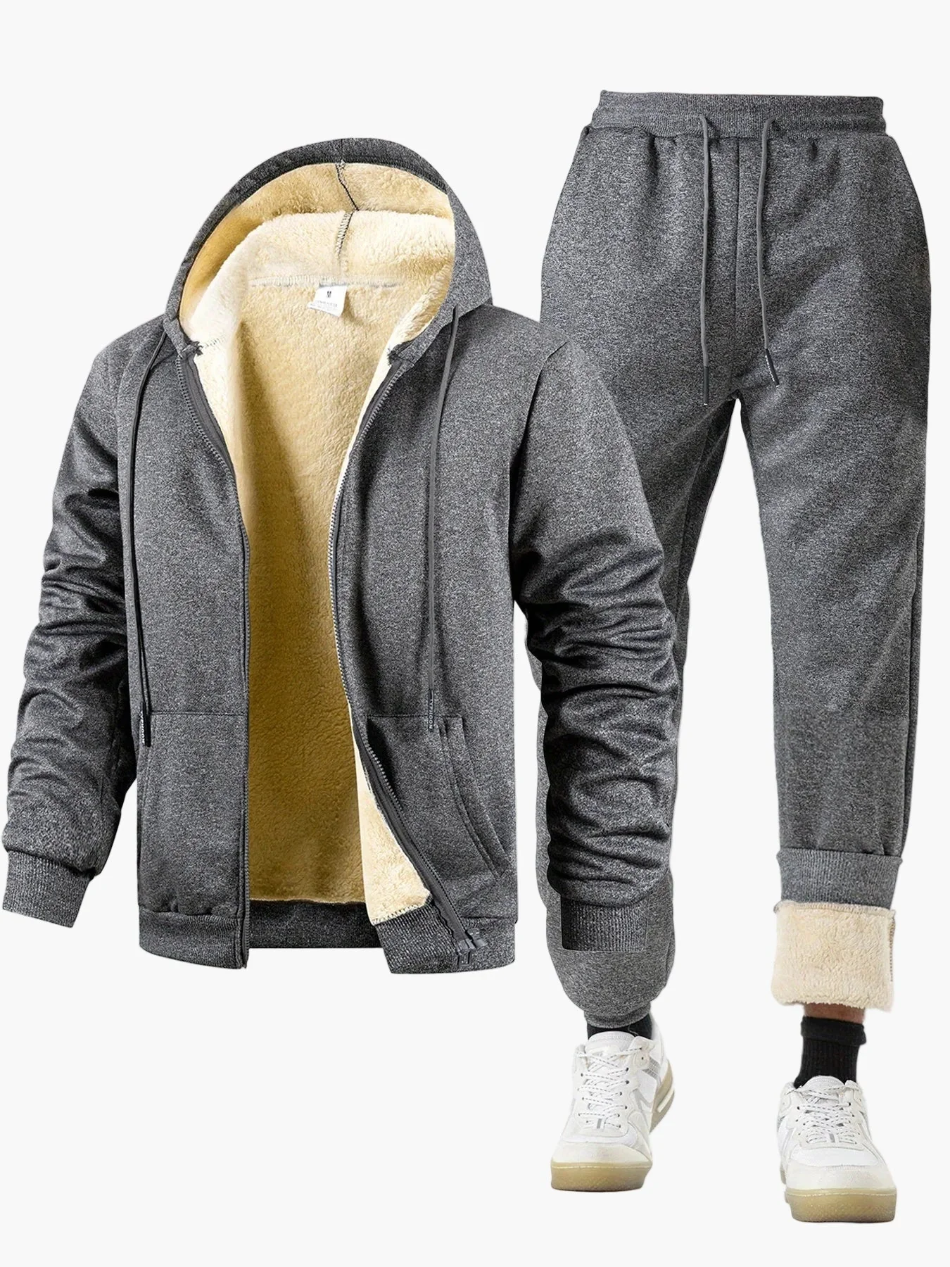 Herren Freizeit Trainingsanzug Set Kapuzenjacke und Jogginghose – Winter Warmer Style - Image 3