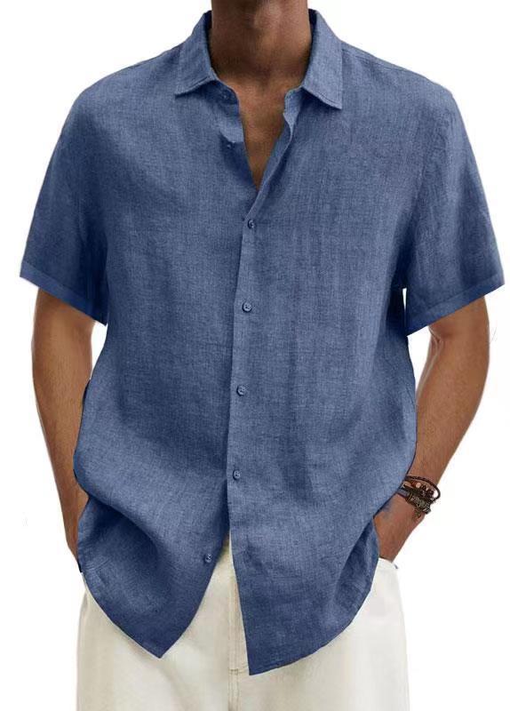 Herren Freizeithemd Kurzarm – Moderner japanischer Stil, V-Ausschnitt, Einfarbig, Ideal für Alltag & Urlaub - Image 3