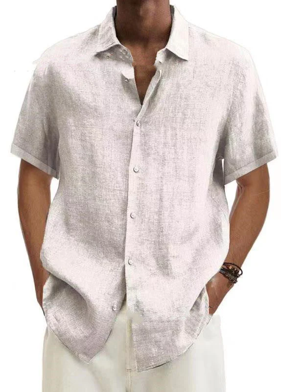 Herren Freizeithemd Kurzarm – Moderner japanischer Stil, V-Ausschnitt, Einfarbig, Ideal für Alltag & Urlaub - Image 4