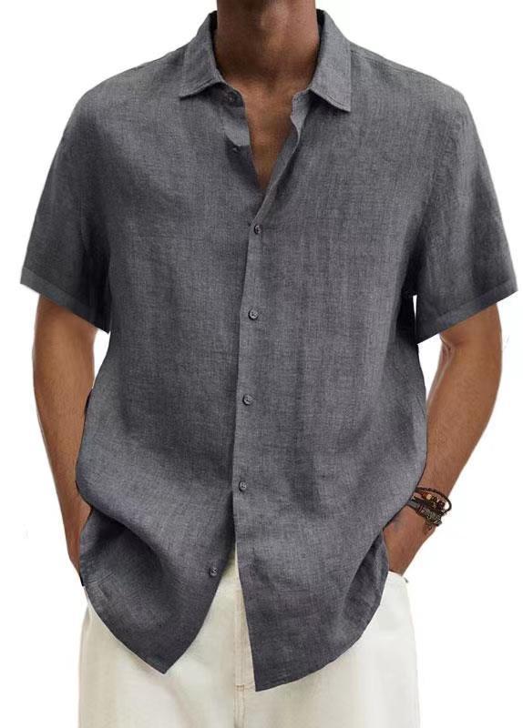 Herren Freizeithemd Kurzarm – Moderner japanischer Stil, V-Ausschnitt, Einfarbig, Ideal für Alltag & Urlaub - Image 5