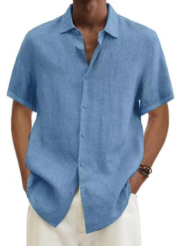 Herren Freizeithemd Kurzarm – Moderner japanischer Stil, V-Ausschnitt, Einfarbig, Ideal für Alltag & Urlaub - Image 7