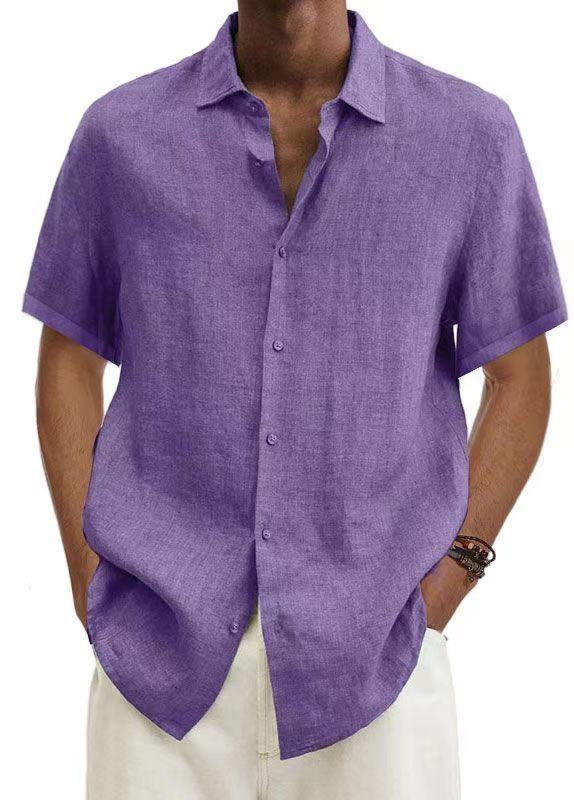 Herren Freizeithemd Kurzarm – Moderner japanischer Stil, V-Ausschnitt, Einfarbig, Ideal für Alltag & Urlaub - Image 9