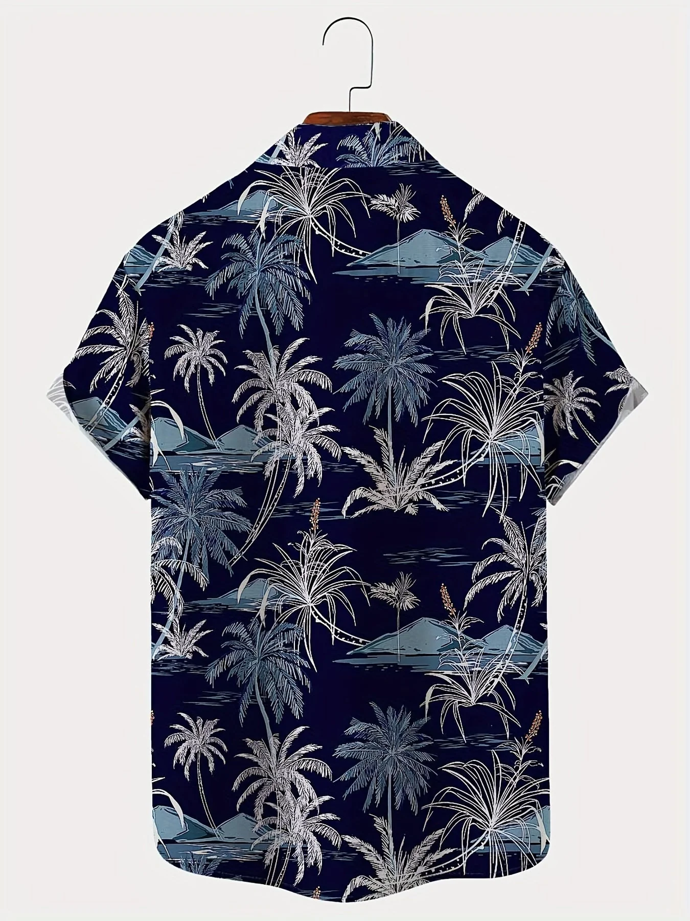 Herren Freizeithemd mit tropischem Palmenmuster – Kurzarm, Sommer, Strand, Button-Down - Image 3