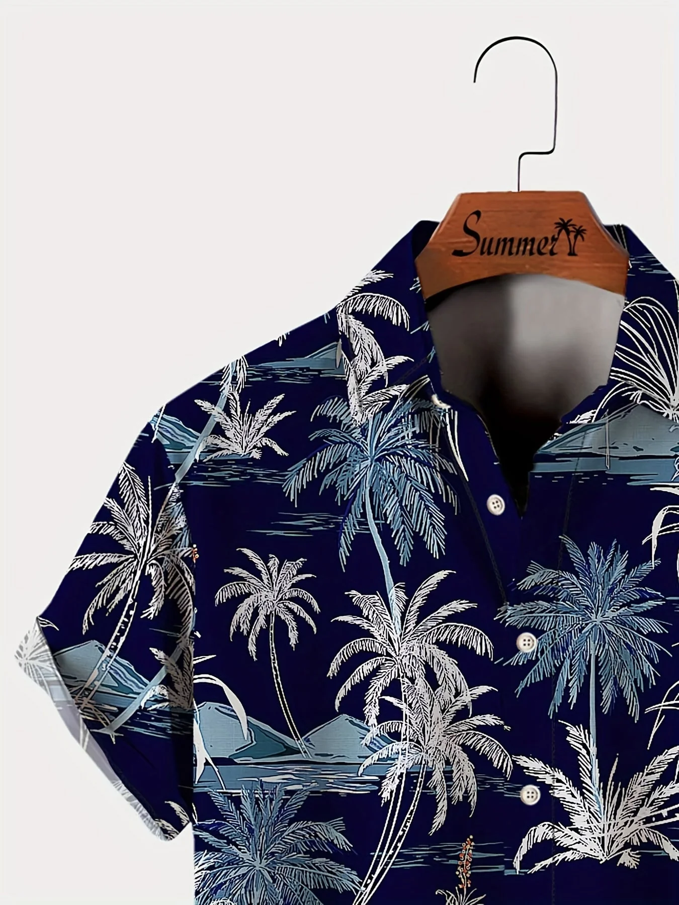 Herren Freizeithemd mit tropischem Palmenmuster – Kurzarm, Sommer, Strand, Button-Down - Image 5