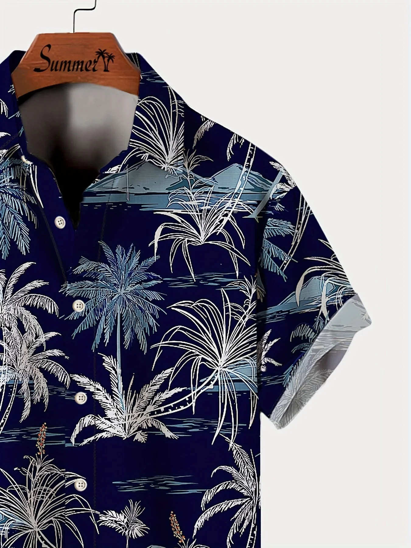 Herren Freizeithemd mit tropischem Palmenmuster – Kurzarm, Sommer, Strand, Button-Down - Image 6