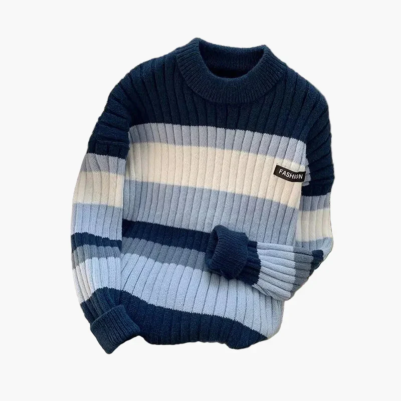 Herren Grobstrick Pullover mit Streifen – Modischer Freizeit-Sweater für Alltag und Winter - Image 2
