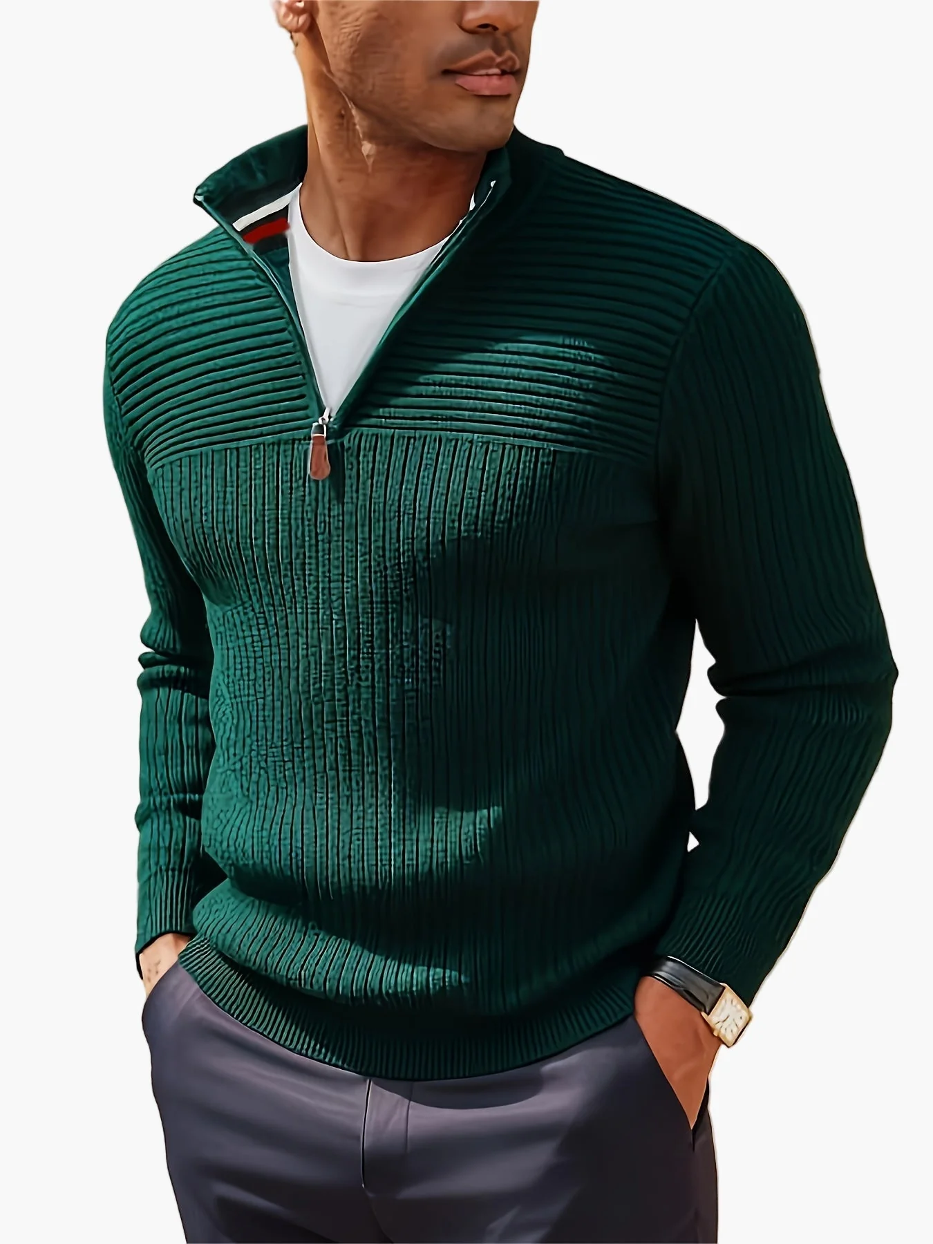 Herren Halb-Zip Pullover Strick – Stilvoller Freizeitpullover für Herbst und Winter - Image 2