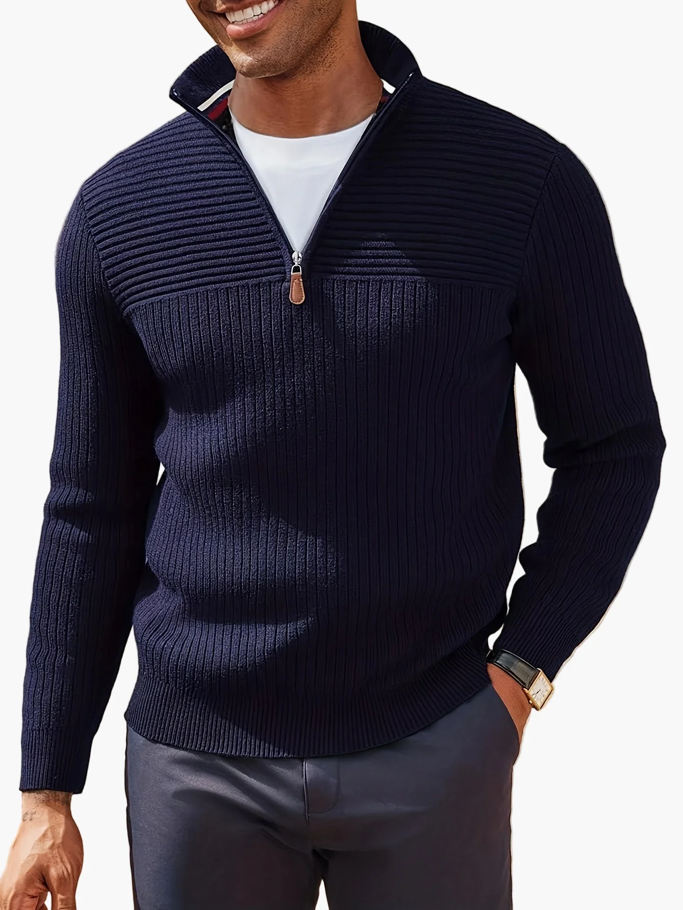 Herren Halb-Zip Pullover Strick – Stilvoller Freizeitpullover für Herbst und Winter - Image 3