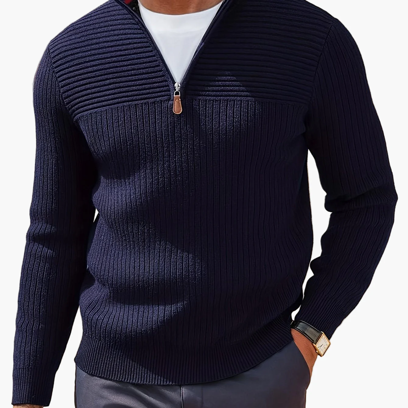 Herren Halb-Zip Pullover Strick – Stilvoller Freizeitpullover für Herbst und Winter - Image 8