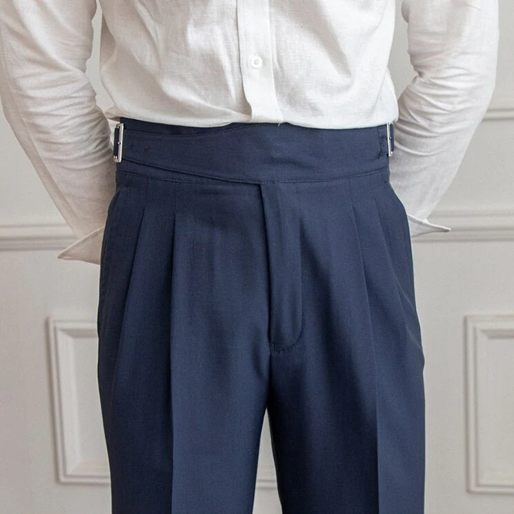 Herren High-Waist Anzughose mit Bundfalte und seitlicher Schnalle – Eleganter Business- und Freizeitstil - Image 10
