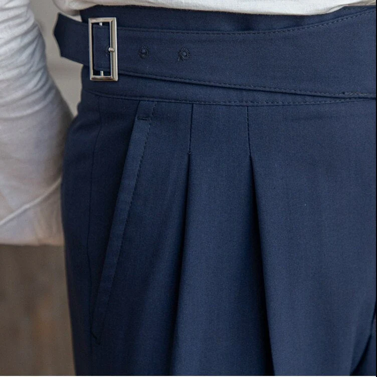Herren High-Waist Anzughose mit Bundfalte und seitlicher Schnalle – Eleganter Business- und Freizeitstil - Image 11