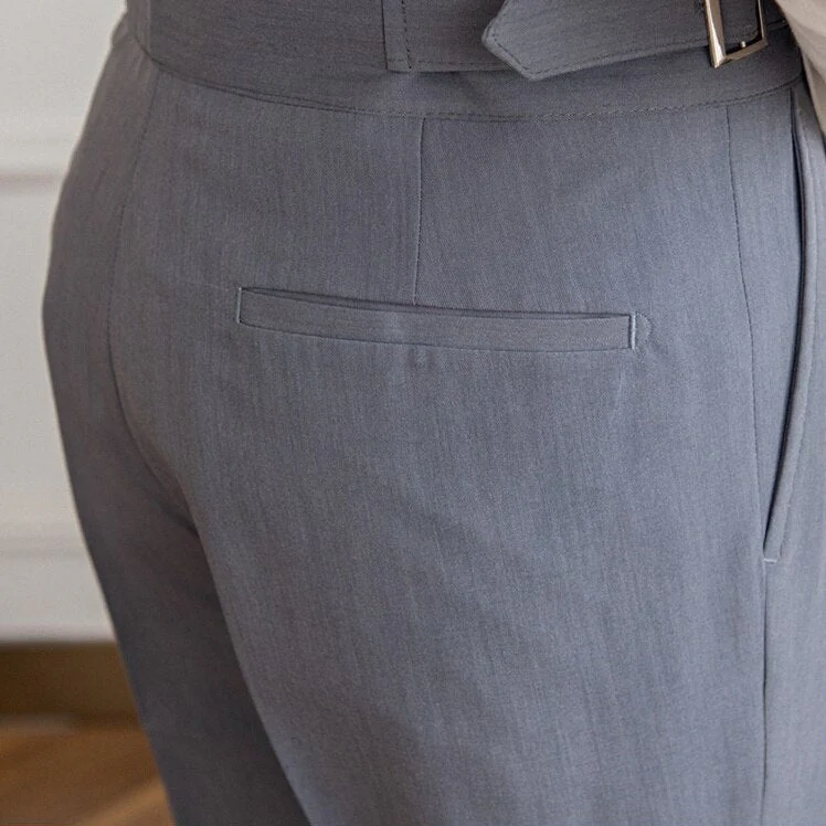 Herren High-Waist Anzughose mit Bundfalte und seitlicher Schnalle – Eleganter Business- und Freizeitstil - Image 5