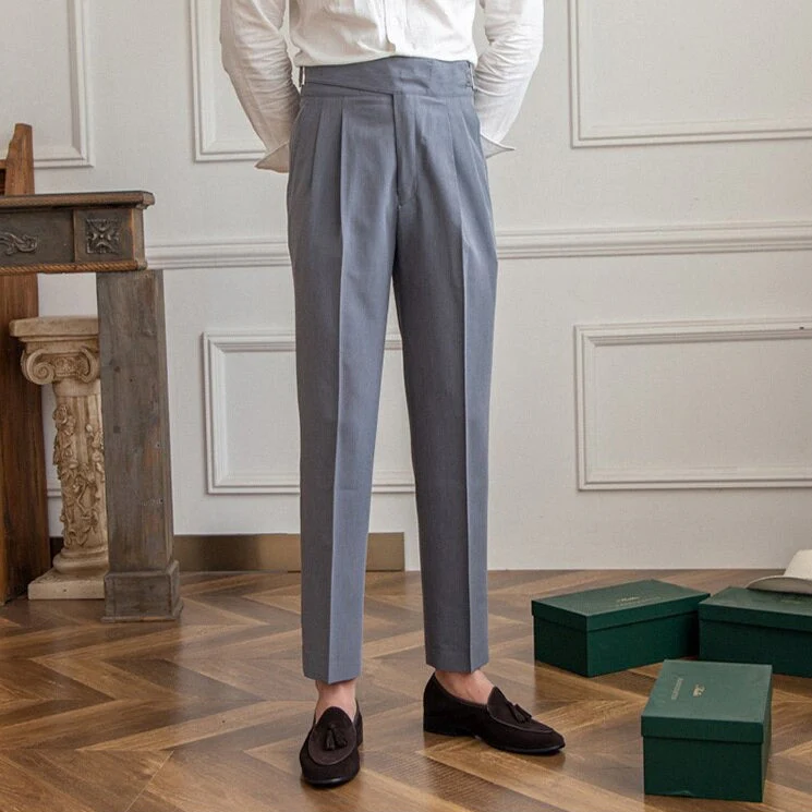 Herren High-Waist Anzughose mit Bundfalte und seitlicher Schnalle – Eleganter Business- und Freizeitstil - Image 8