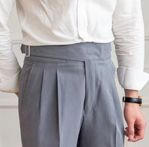 Herren High-Waist Bundfaltenhose – Eleganter Business- und Freizeitstil mit verstellbarem Bund - Image 14