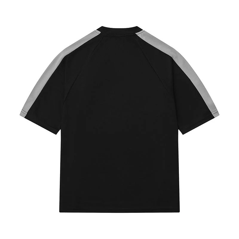 Herren Hip Hop Streetwear T-Shirt mit Letter Print und Kontraststreifen – Urban Style Kurzarmshirt - Image 3