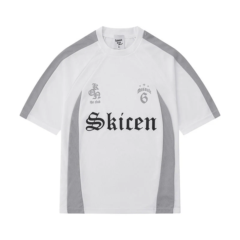 Herren Hip Hop Streetwear T-Shirt mit Letter Print und Kontraststreifen – Urban Style Kurzarmshirt - Image 9