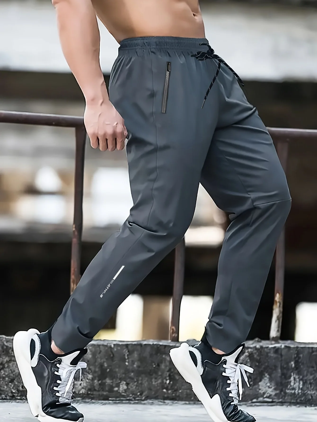 Herren Jogginghose Sportlich Lässig mit Reißverschluss und Print für Frühling und Sommer - Image 8