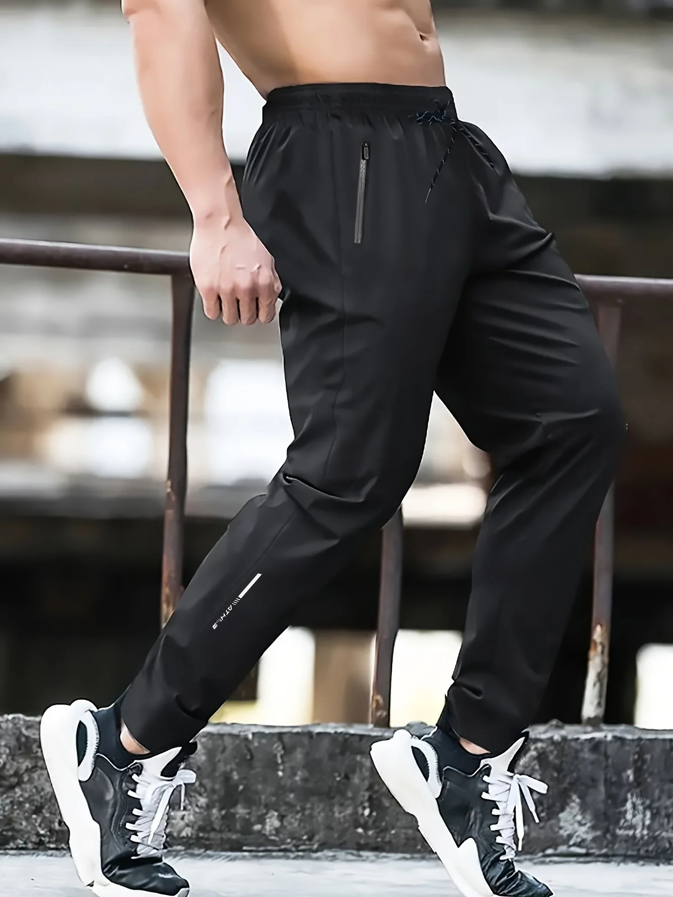 Herren Jogginghose Sportlich Lässig mit Reißverschluss und Print für Frühling und Sommer - Image 9