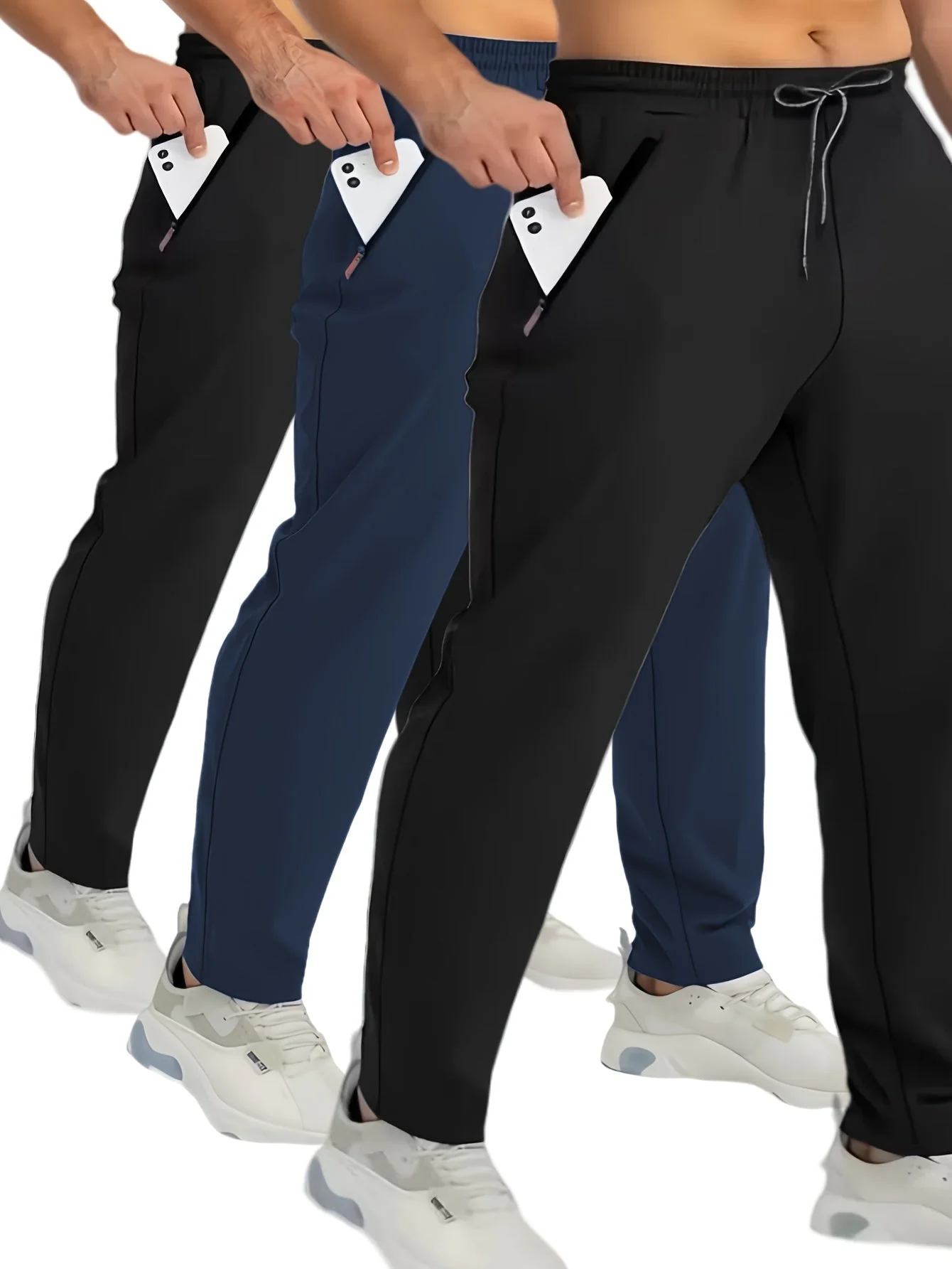 Herren Jogginghosen Set – Bequeme Sport- und Freizeithosen mit Reißverschlusstaschen, 3er Pack