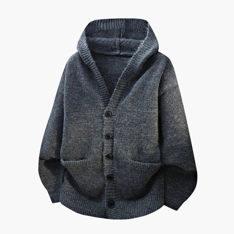 Herren Kapuzen-Strickjacke mit Knopfleiste – Lässiger Style für Alltag und Freizeit