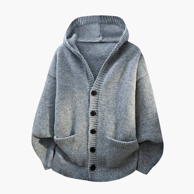 Herren Kapuzen-Strickjacke mit Knopfleiste – Lässiger Style für Alltag und Freizeit - Image 3
