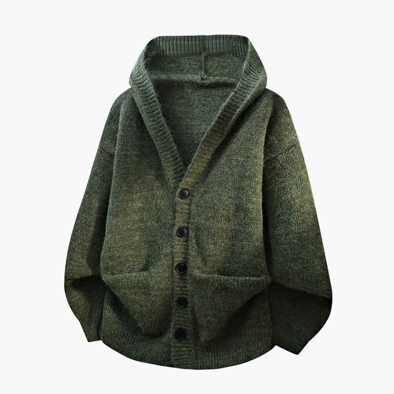 Herren Kapuzen-Strickjacke mit Knopfleiste – Lässiger Style für Alltag und Freizeit - Image 4