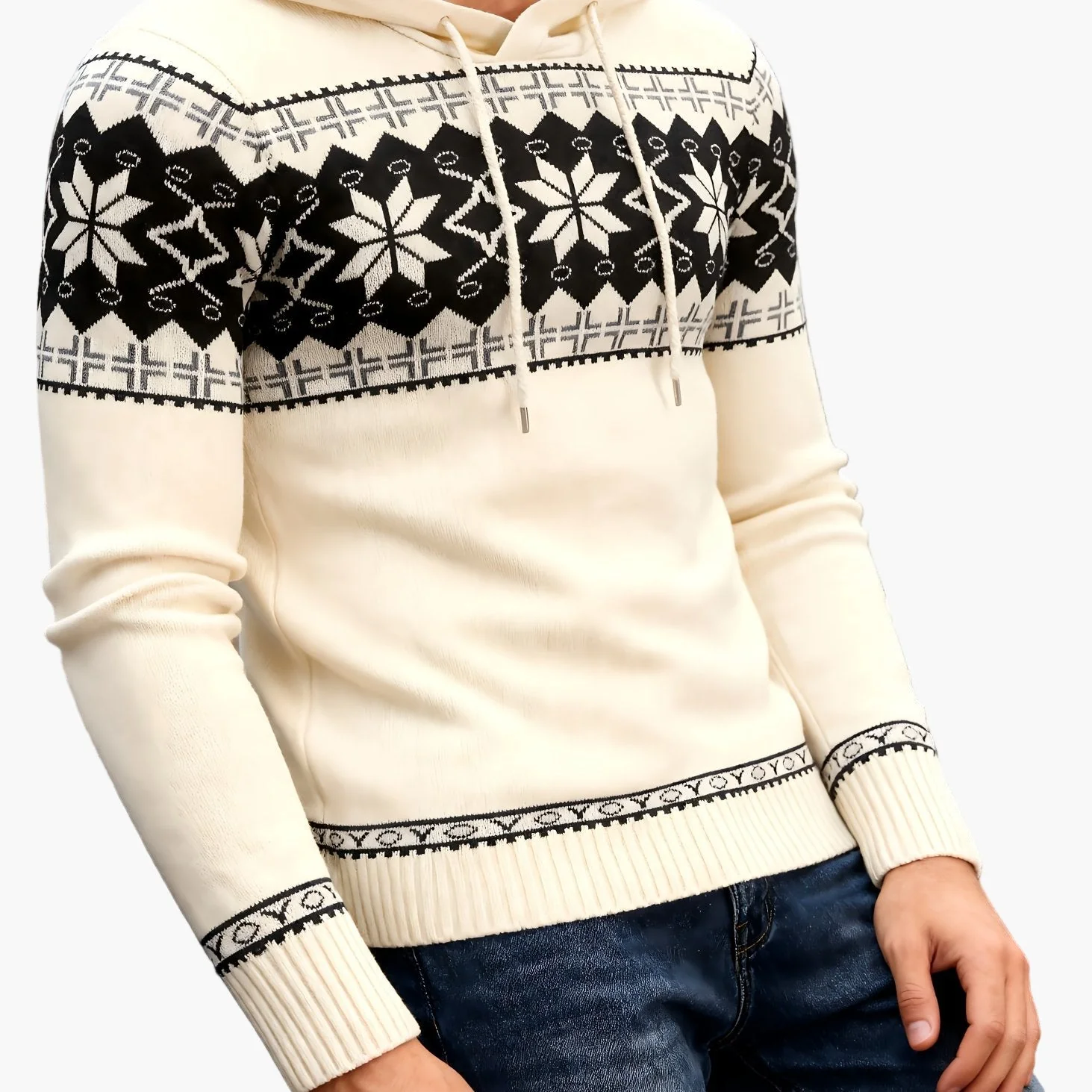 Herren Kapuzenpullover mit skandinavischem Weihnachtsmuster – Freizeit Winter Hoodie - Image 6