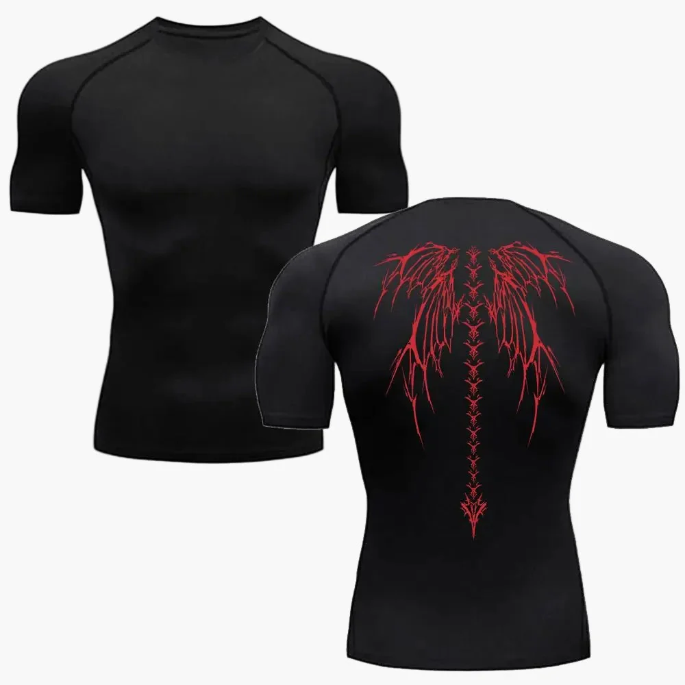Herren Kompressionsshirt Metal Style – Tribal Skelett Design für Fitness & Freizeit - Image 2