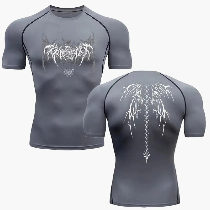 Herren Kompressionsshirt Metal Style – Tribal Skelett Design für Fitness & Freizeit - Image 3