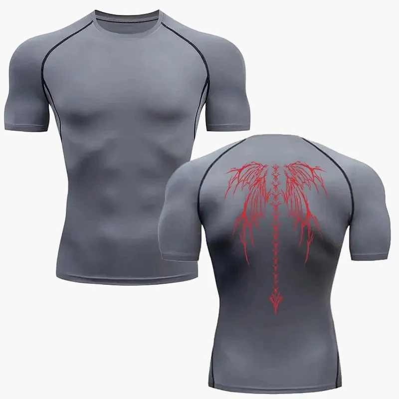 Herren Kompressionsshirt Metal Style – Tribal Skelett Design für Fitness & Freizeit - Image 4