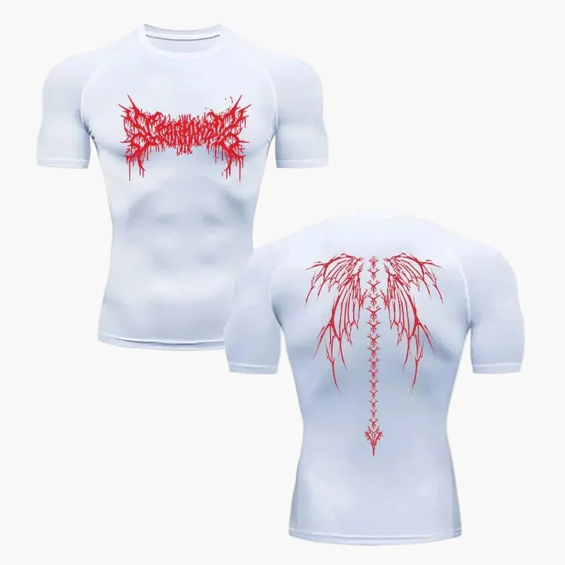 Herren Kompressionsshirt Metal Style – Tribal Skelett Design für Fitness & Freizeit - Image 6