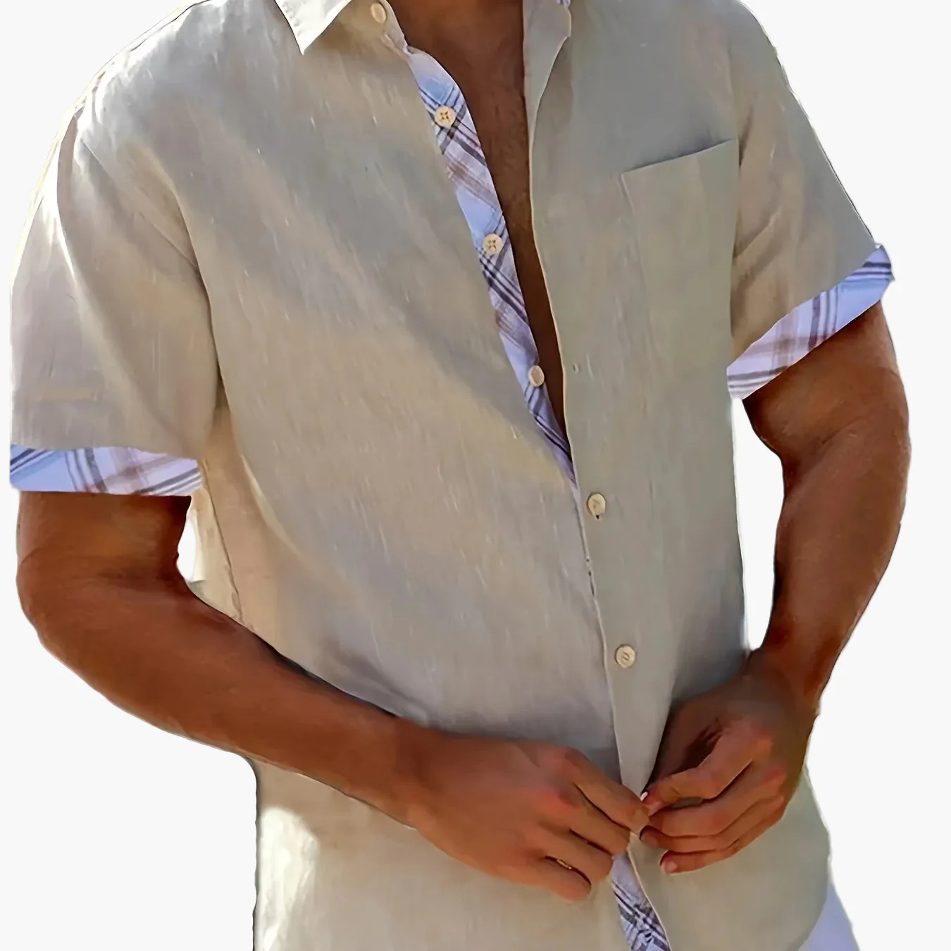 Herren Kurzarm Freizeithemd mit Kontrastelementen – Sommerhemd für Strand und Alltag - Image 13