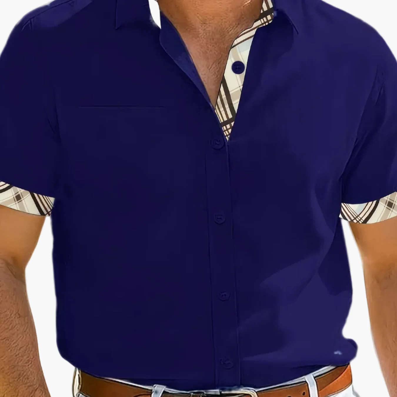 Herren Kurzarm Freizeithemd mit Kontrastelementen – Sommerhemd für Strand und Alltag - Image 14