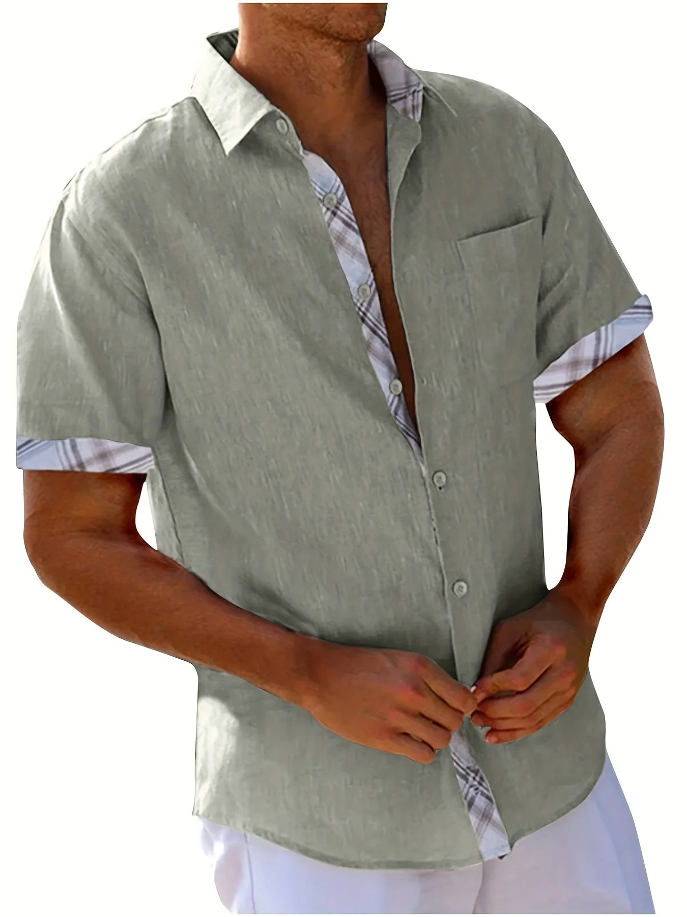 Herren Kurzarm Freizeithemd mit Kontrastelementen – Sommerhemd für Strand und Alltag - Image 5