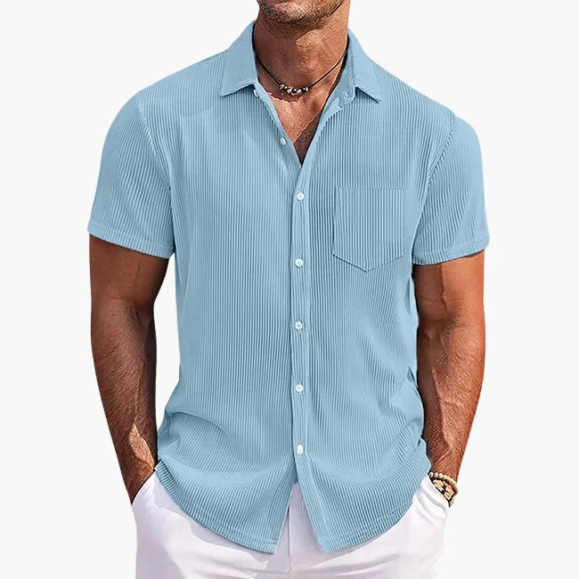 Herren Kurzarm Sommerhemd – Modernes Freizeithemd mit Streifen und Brusttasche, Perfekt für Alltag & Urlaub