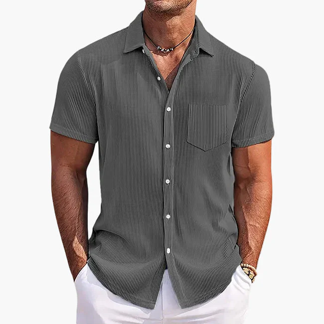 Herren Kurzarm Sommerhemd – Modernes Freizeithemd mit Streifen und Brusttasche, Perfekt für Alltag & Urlaub - Image 4