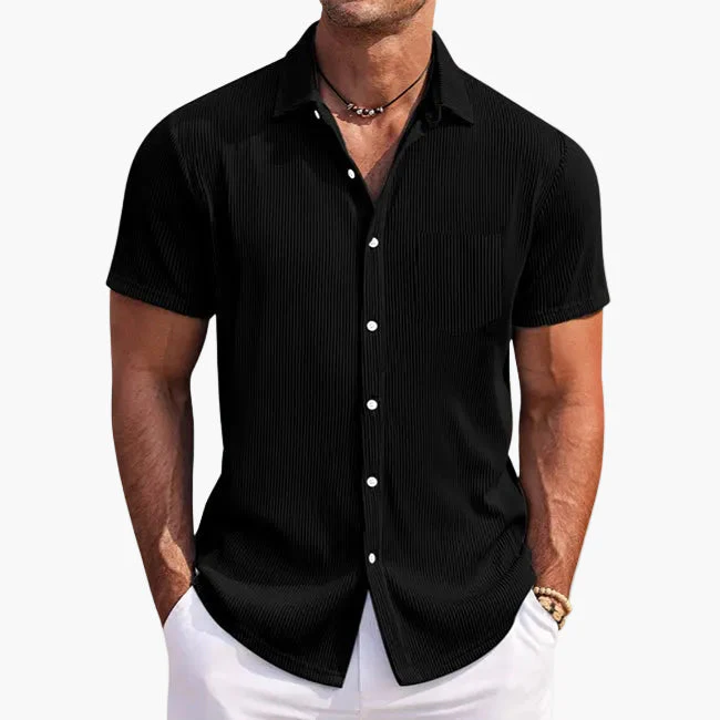 Herren Kurzarm Sommerhemd – Modernes Freizeithemd mit Streifen und Brusttasche, Perfekt für Alltag & Urlaub - Image 5