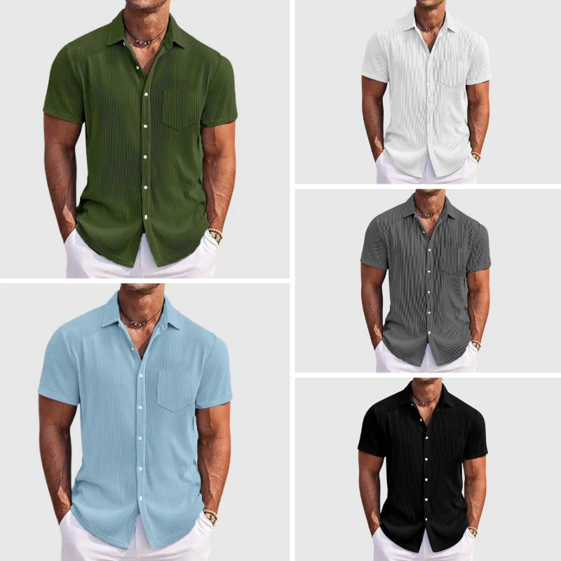 Herren Kurzarm Sommerhemd – Modernes Freizeithemd mit Streifen und Brusttasche, Perfekt für Alltag & Urlaub - Image 6