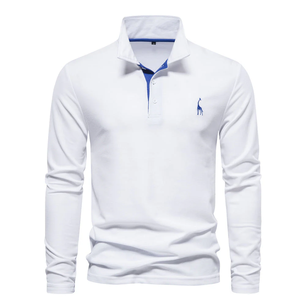 Herren Langarm Polo Shirt Casual – Klassischer Freizeitstil mit Sticklogo - Image 3