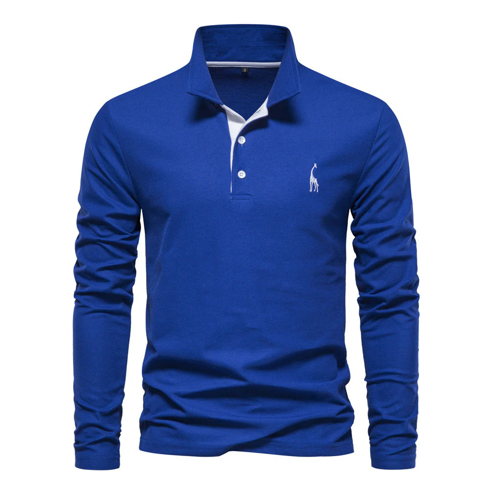 Herren Langarm Polo Shirt Casual – Klassischer Freizeitstil mit Sticklogo - Image 4