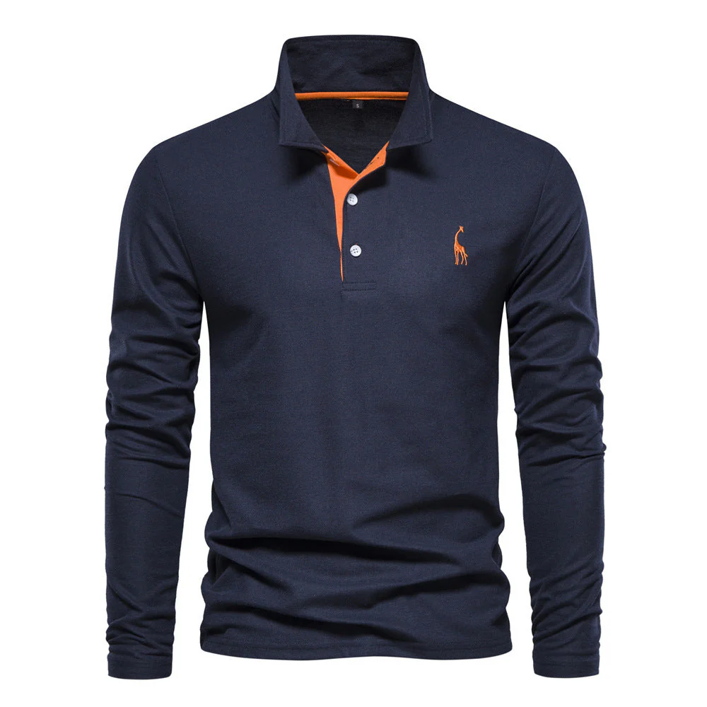 Herren Langarm Polo Shirt Casual – Klassischer Freizeitstil mit Sticklogo - Image 5