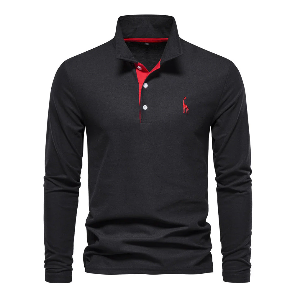 Herren Langarm Polo Shirt Casual – Klassischer Freizeitstil mit Sticklogo - Image 6