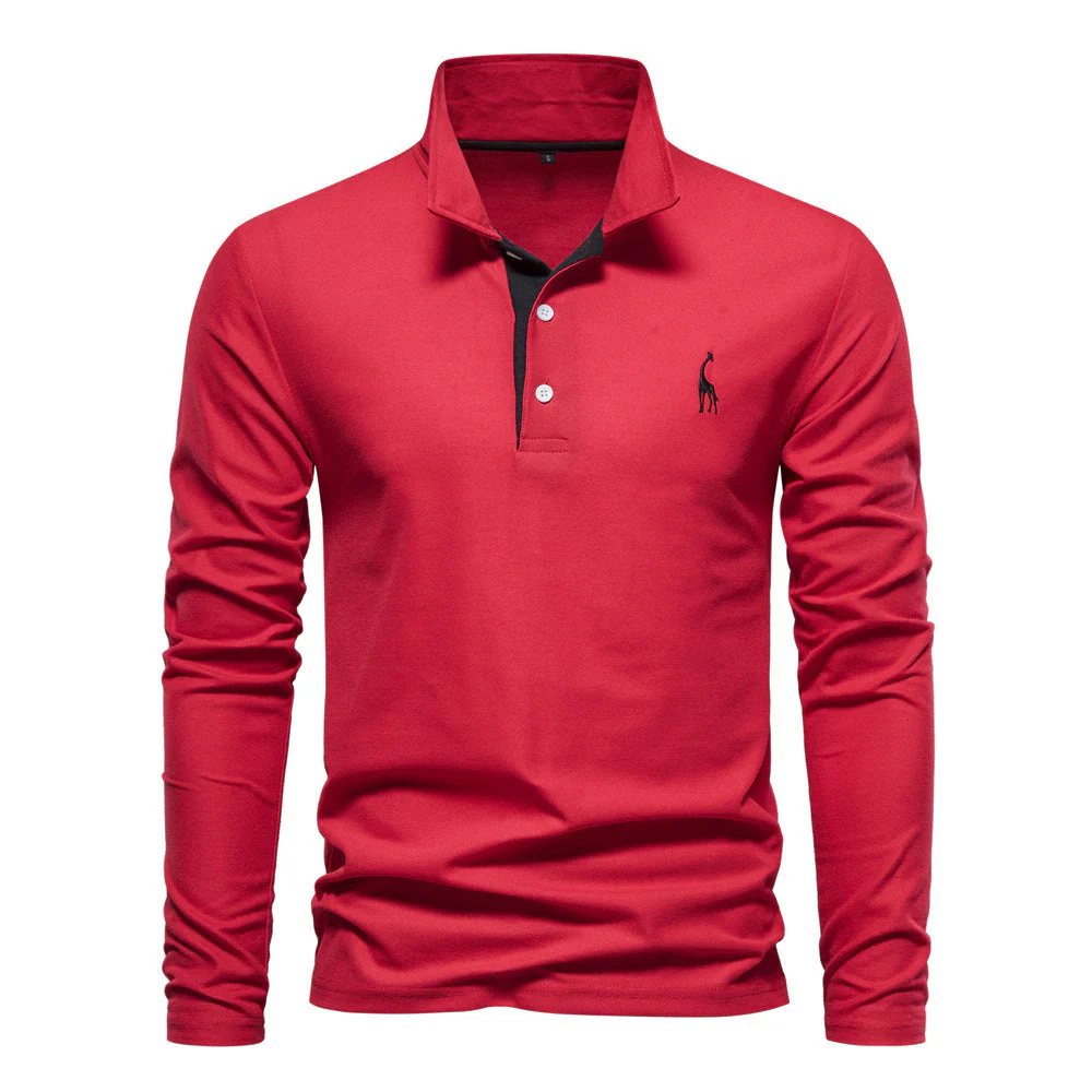 Herren Langarm Polo Shirt Casual – Klassischer Freizeitstil mit Sticklogo - Image 7