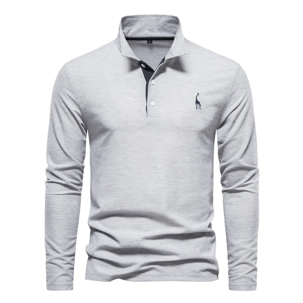 Herren Langarm Polo Shirt Casual – Klassischer Freizeitstil mit Sticklogo - Image 8