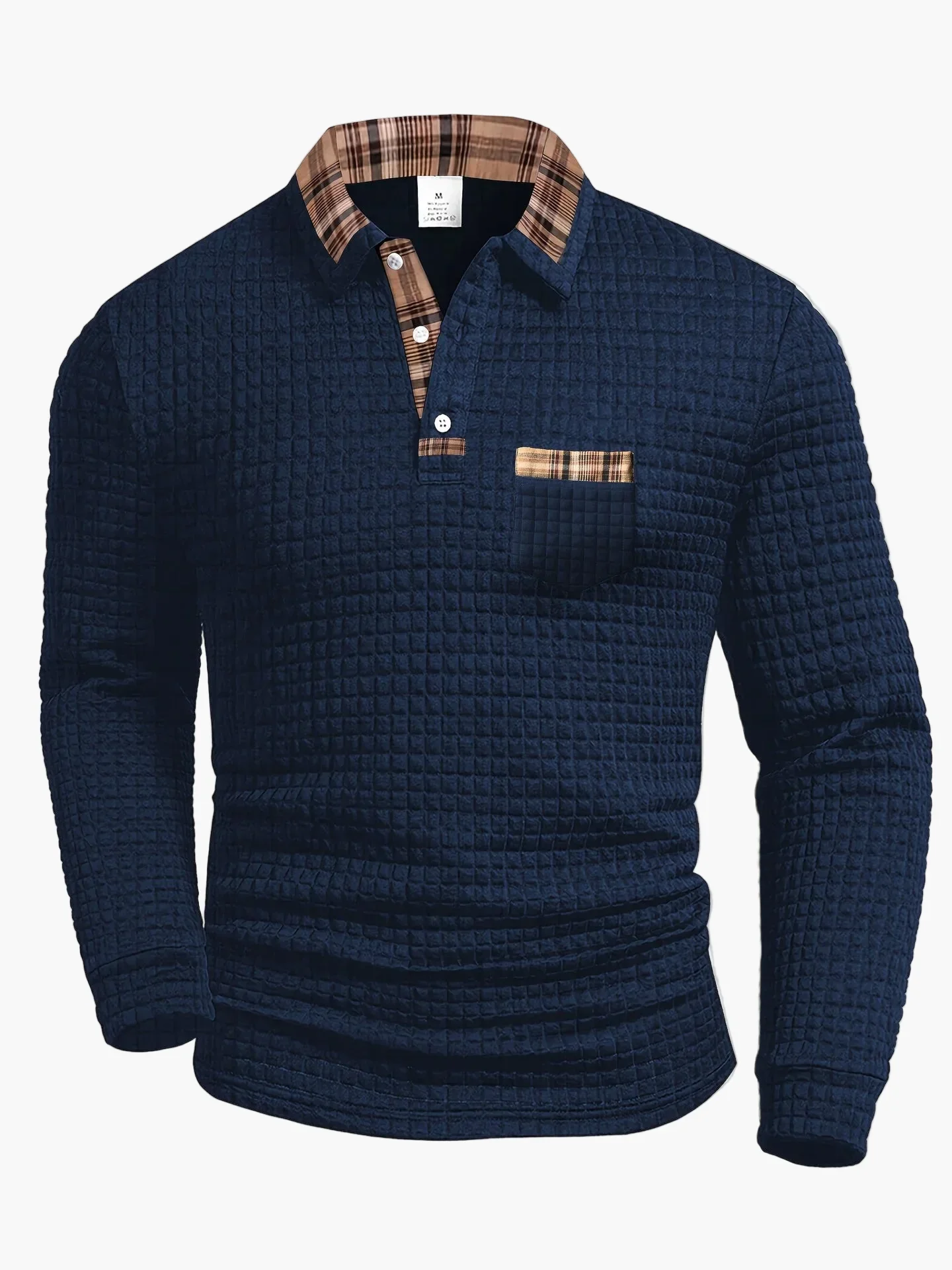 Herren Langarm Polo Shirt mit Steppmuster – Modisches Freizeitoberteil für Alltag und Büro - Image 4