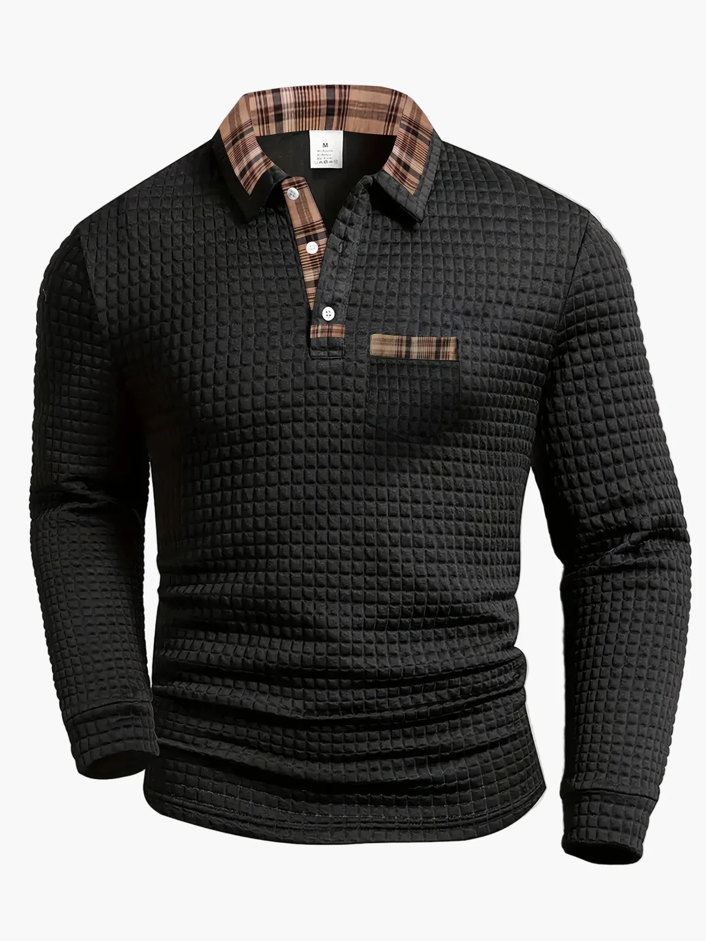 Herren Langarm Polo Shirt mit Steppmuster – Modisches Freizeitoberteil für Alltag und Büro - Image 5