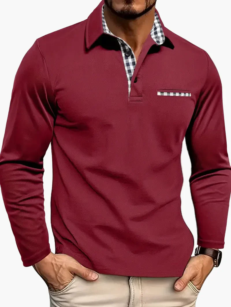 Herren Langarm-Poloshirt mit Karokragen – Smart-Casual Stil für Alltag und Business