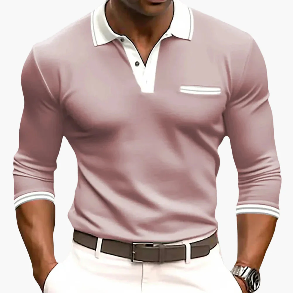 Herren Langarm Poloshirt mit Kontrastdetails – Stilvolles Freizeit- und Business-Oberteil - Image 2
