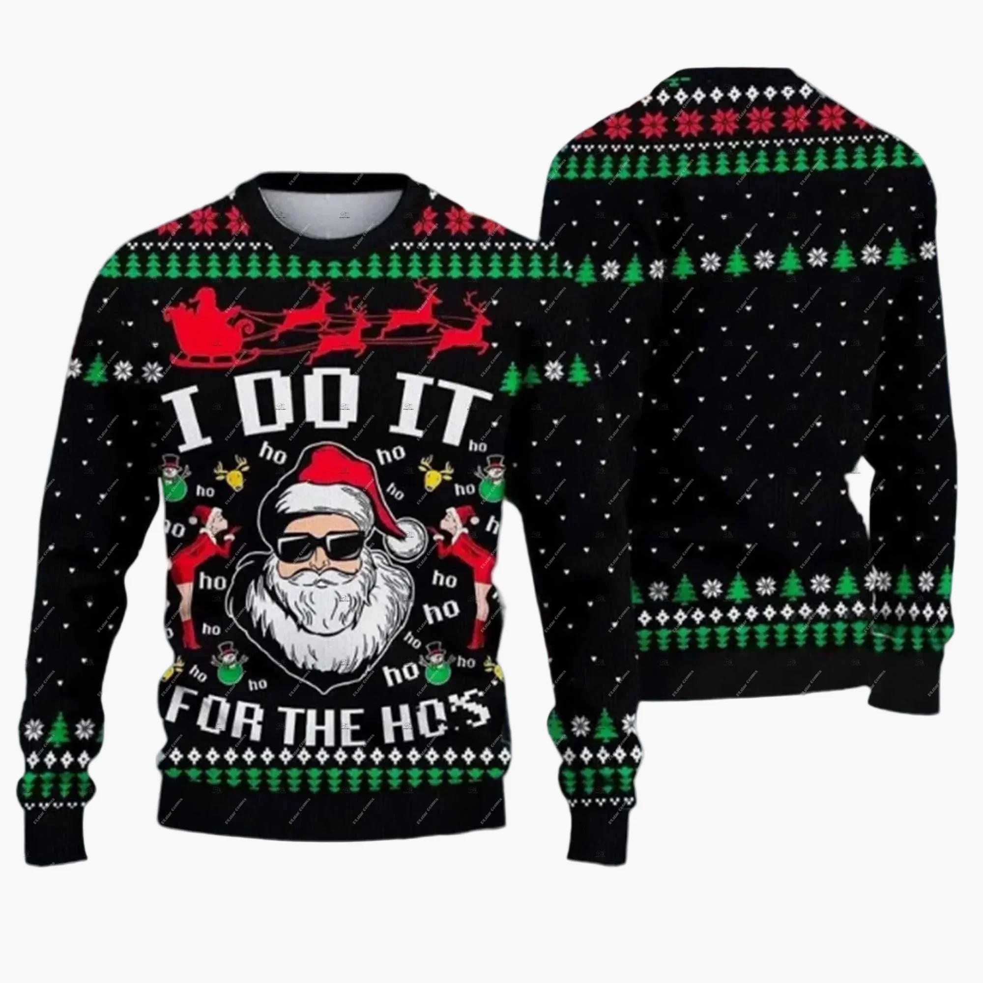 Herren Lustiger Ugly Christmas Sweater Jingle Balls Weihnachts-Pullover – Humorvoller Festlicher Party Pullover - Image 4